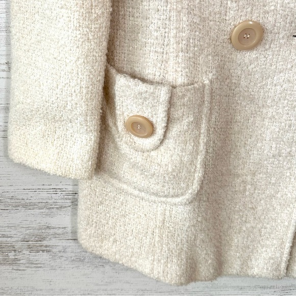 MARVIN RICHARDS Wool Tweed Cream Large Button Twee Pea Coat M - Picture 3 of 12